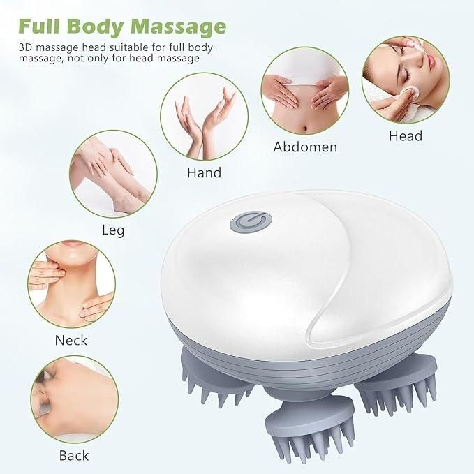 Electric 3D Head & Body Massager, with 4 Massage Heads, Cat Head & Back Scratcher for Relieving Tight Stiffness Muscles